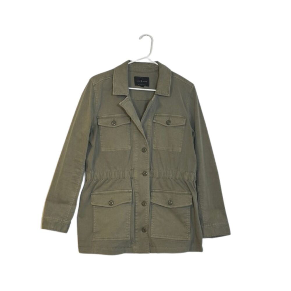 Lucky Brand Explorer Utility Army Green Flap Pocket Jacket Womens Large Button